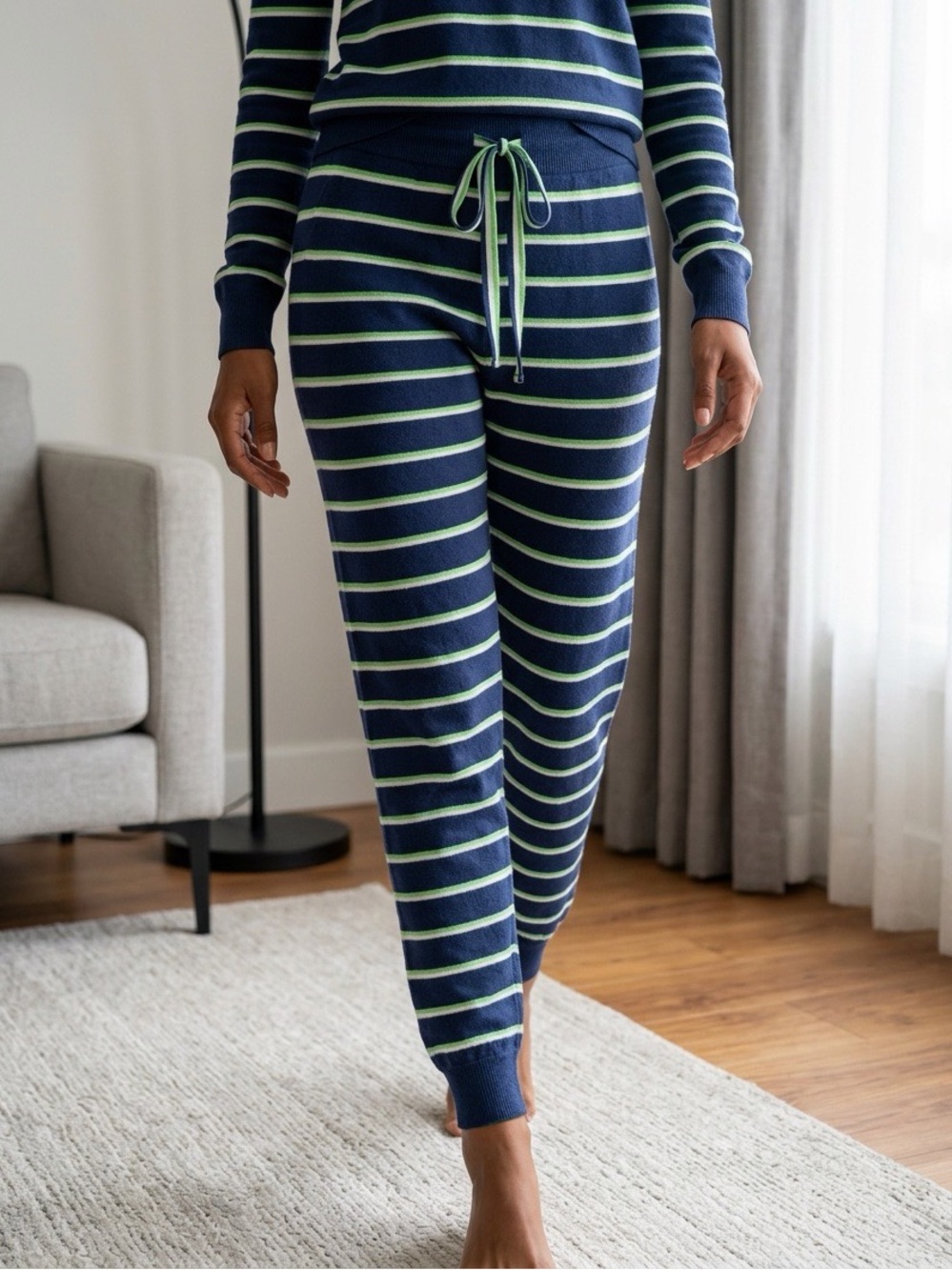P.J. Salvage Navy and Green Stripe Pajama pants